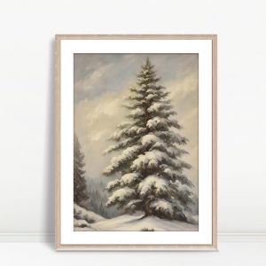 Snow Laden Pine In Winter Forest