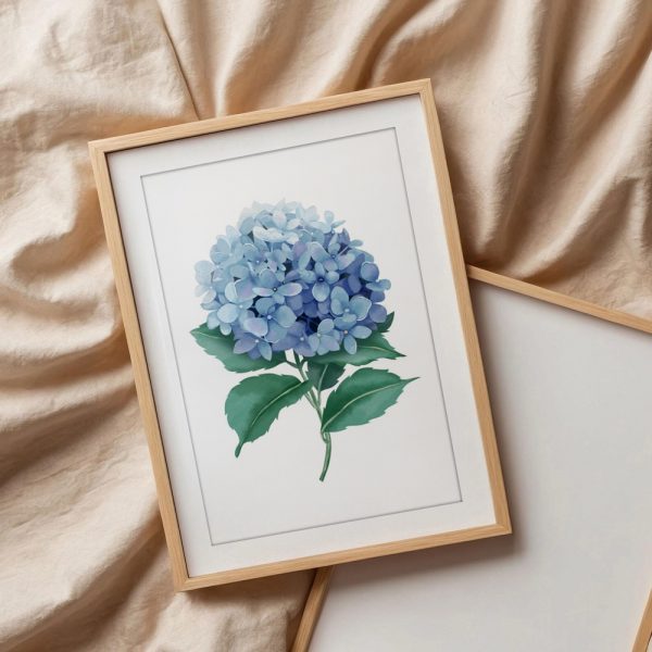 Watercolor Blue Hydrangea Botanical Print - Image 3
