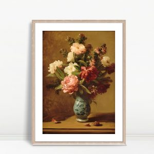 Antiqued Peonies Still Life In Vase