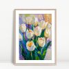 Impasto White Tulips On Pastel Background