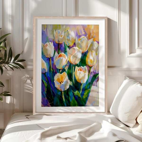 Impasto White Tulips On Pastel Background - Image 5