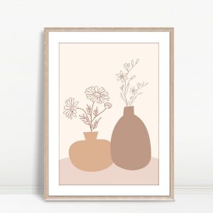 Minimalist Line Art Floral Vases