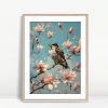 Songbird With Blossoms Under Blue Sky