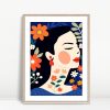 Woman In Bloom Modern Botanical Portrait