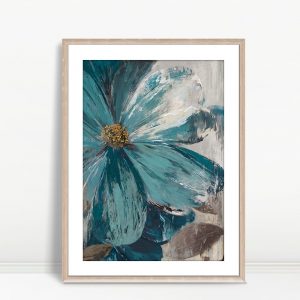 Teal Serenity Oversized Floral Art