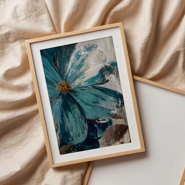 Teal Serenity Oversized Floral Art - Image 3
