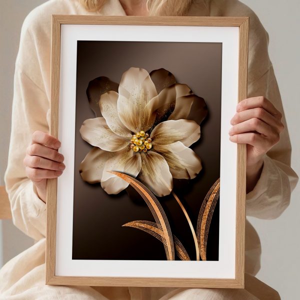 Golden Pearl Blossom Modern Canvas - Image 2