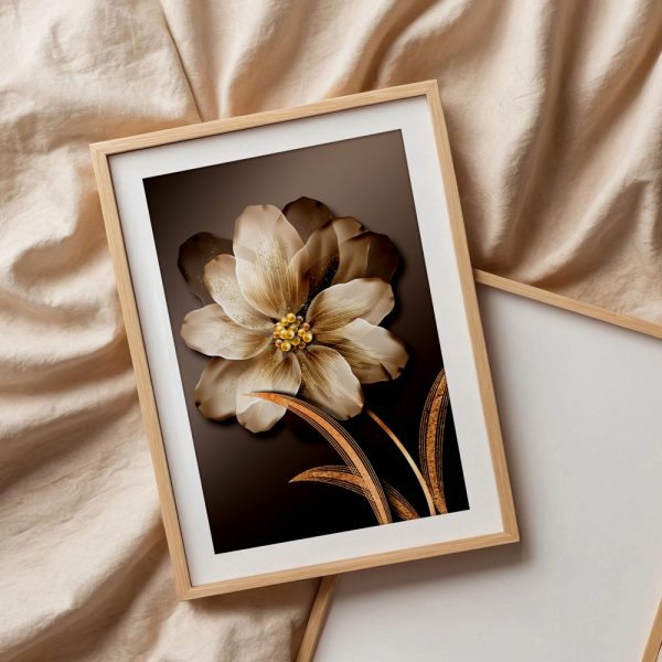 Golden Pearl Blossom Modern Canvas - Image 3