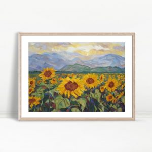 Sunlit Valley Golden Sunflower Field
