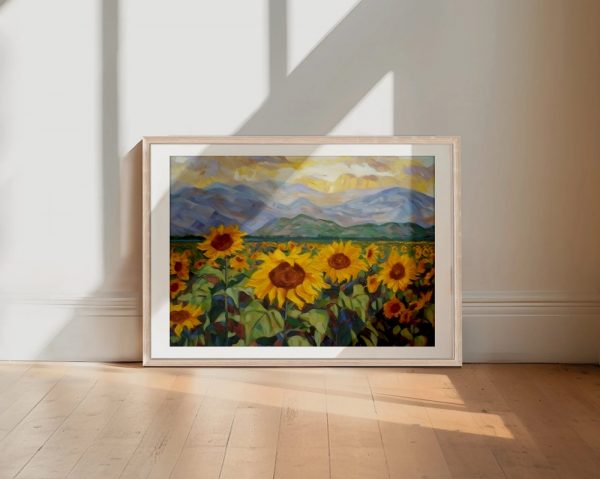 Sunlit Valley Golden Sunflower Field - Image 2