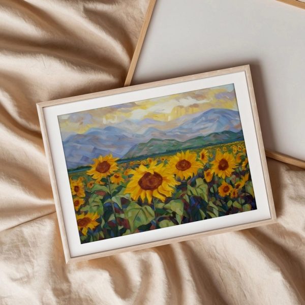 Sunlit Valley Golden Sunflower Field - Image 3