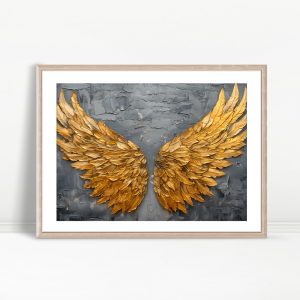 Golden Leafed Angel Wing Sculpture Art