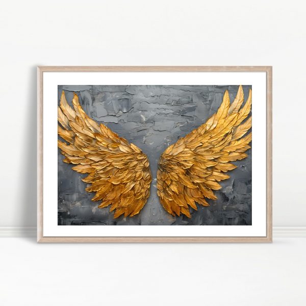 Golden Leafed Angel Wing Sculpture Art