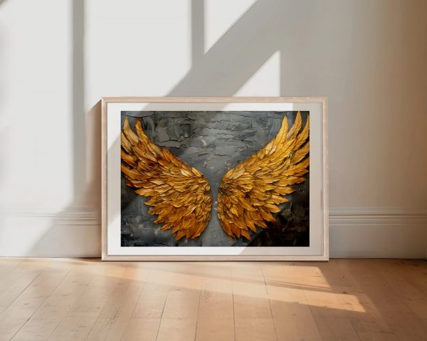 Golden Leafed Angel Wing Sculpture Art - Image 2
