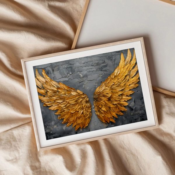 Golden Leafed Angel Wing Sculpture Art - Image 3