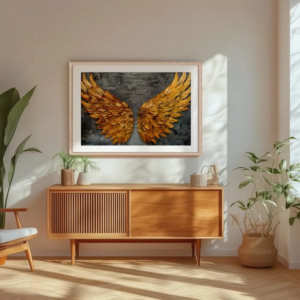Golden Leafed Angel Wing Sculpture Art - Image 5