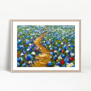 Blue Blossom Pathway Serene Landscape
