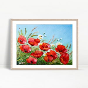 Scarlet Poppies and Daisies