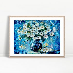 Blue Symphony Daisy Vase Art