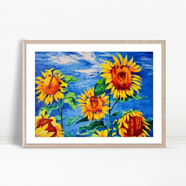 Vibrant Sunflowers Under Blue Sky