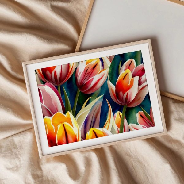 Watercolor Tulip Garden Dreamscape - Image 3