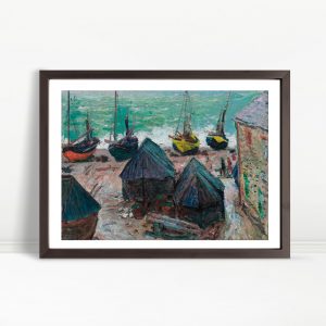 Boats and Cabins on Shore by Monet