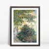 Hollyhocks In Giverny Garden by Monet