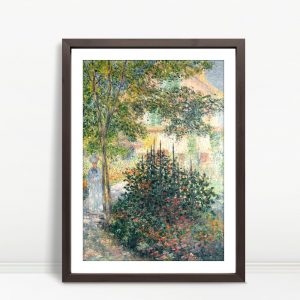 Hollyhocks In Giverny Garden by Monet