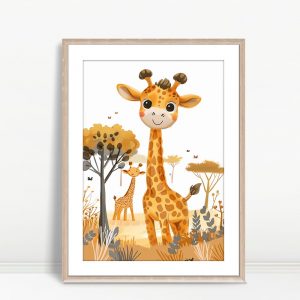 Happy Giraffes In Savannah