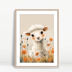 Sweet Lamb In Wildflower Meadow