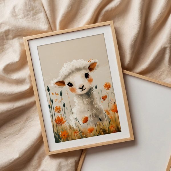Sweet Lamb In Wildflower Meadow - Image 3