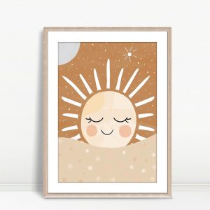 Sleepy Sun Smiling Nursery Art