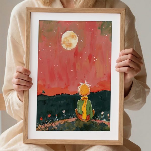 Stargazing Boy On Meadow Patch - Image 2