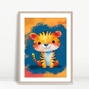 Smiling Tiger On Blue Splash