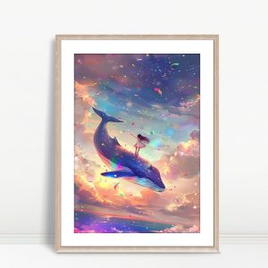 Girl Riding Whale Fantasy Art