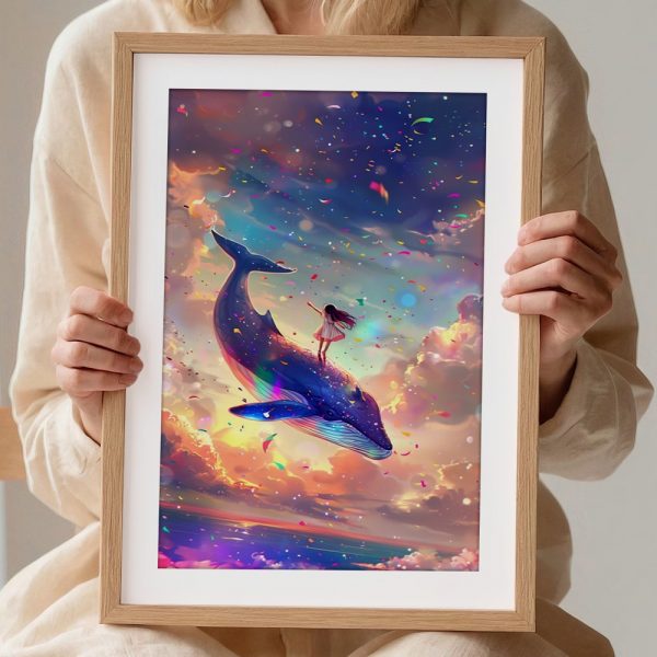 Girl Riding Whale Fantasy Art - Image 2