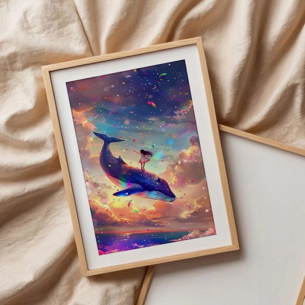 Girl Riding Whale Fantasy Art - Image 3