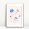 Watercolor Jellyfish And Blossoms