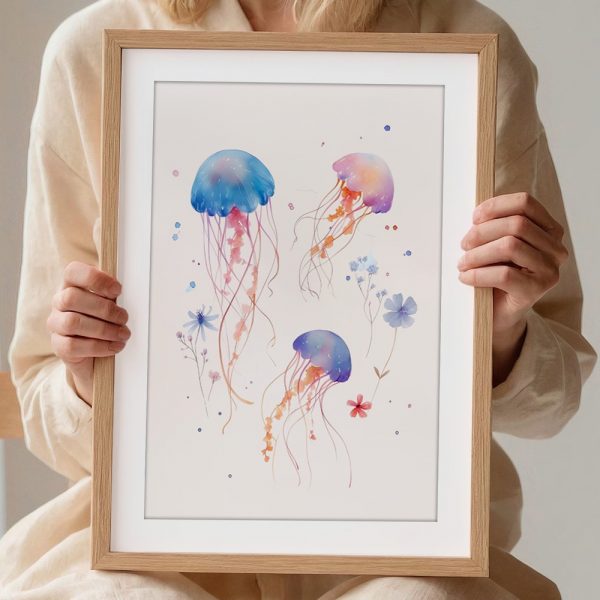 Watercolor Jellyfish And Blossoms - Image 2