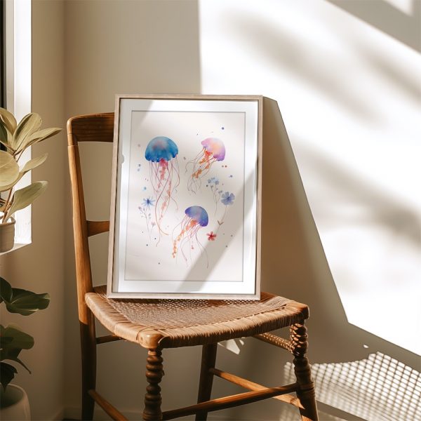 Watercolor Jellyfish And Blossoms - Image 4