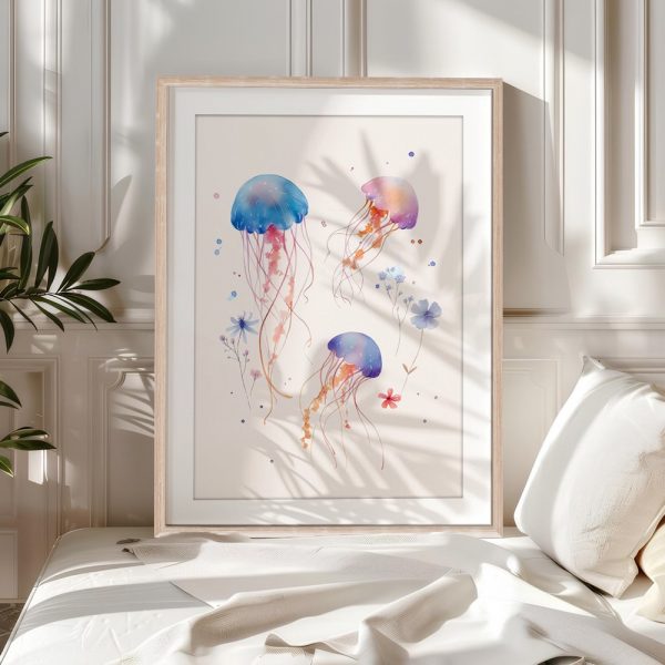 Watercolor Jellyfish And Blossoms - Image 5