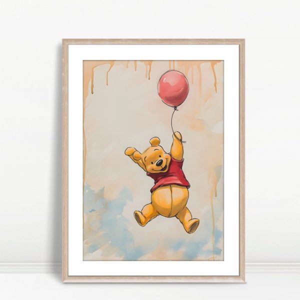 Pooh Bear Floating With Balloon