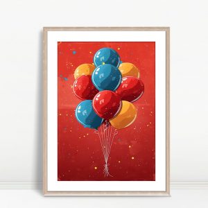Colorful Balloons On Red Background