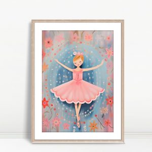 Pink Ballerina Surrounded By Flowers