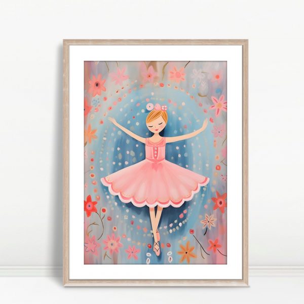 Pink Ballerina Surrounded By Flowers