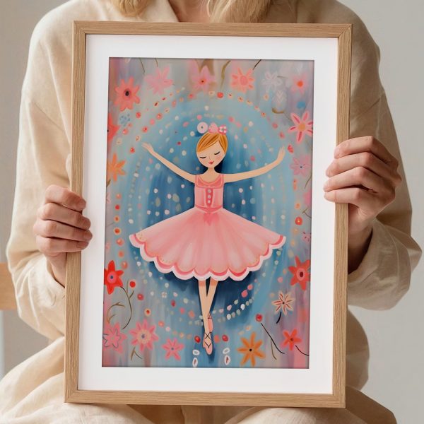 Pink Ballerina Surrounded By Flowers - Image 2
