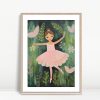 Ballerina Dancing In Green Garden