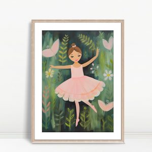 Ballerina Dancing In Green Garden