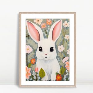 Cute Rabbit In Peach Flower Field