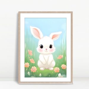 Sweet Bunny In Pastel Blossom Garden